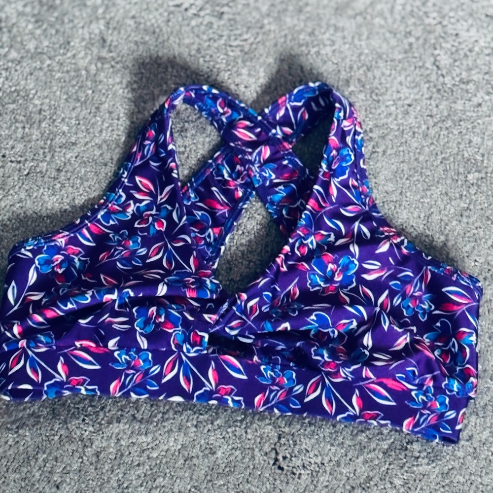 Medium Floral Crisscross Sports Bra